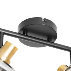 QAZQA Smarter Deckenstrahler schwarz mit Gold und Rauchglas 4-Lichter inkl. 4 Wifi P45 - Zuzanna