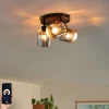 QAZQA Smarter Deckenstrahler schwarz mit Rauchglas rund verstellbar inkl. 3 Wifi A60 - Laura