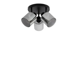 QAZQA Smarter Deckenstrahler schwarz mit Rauchglas rund verstellbar inkl. 3 Wifi A60 - Laura