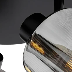 QAZQA Smarter Deckenstrahler schwarz mit Rauchglas rund verstellbar inkl. 3 Wifi A60 - Laura