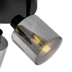 QAZQA Smarter Deckenstrahler schwarz mit Rauchglas rund verstellbar inkl. 3 Wifi A60 - Laura