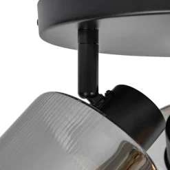 QAZQA Smarter Deckenstrahler schwarz mit Rauchglas rund verstellbar inkl. 3 Wifi A60 - Laura