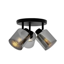 QAZQA Smarter Deckenstrahler schwarz mit Rauchglas rund verstellbar inkl. 3 Wifi A60 - Laura