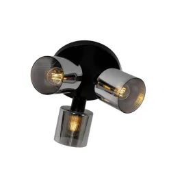 QAZQA Smarter Deckenstrahler schwarz mit Rauchglas rund verstellbar inkl. 3 Wifi A60 - Laura