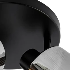 QAZQA Smarter Deckenstrahler schwarz mit Rauchglas rund verstellbar inkl. 3 Wifi A60 - Laura