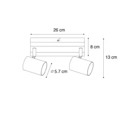 QAZQA Smarter Deckenstrahler schwarz mit Holz 2-flammig verstellbar inkl. Wifi GU10 50mm - Jeana