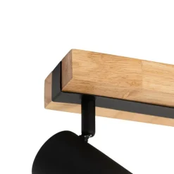 QAZQA Smarter Deckenstrahler schwarz mit Holz 2-flammig verstellbar inkl. Wifi GU10 50mm - Jeana