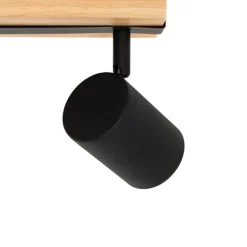 QAZQA Smarter Deckenstrahler schwarz mit Holz 2-flammig verstellbar inkl. Wifi GU10 50mm - Jeana