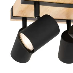 QAZQA Smarter Deckenstrahler schwarz mit Holz 4-flammig verstellbar inkl. Wifi GU10 50mm - Jeana