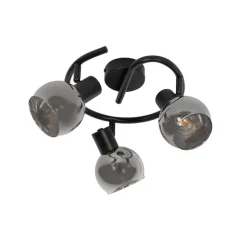 QAZQA Smarter Deckenstrahler schwarz mit Rauchglas 3-flammig inkl. WiFi P45 - Vidro