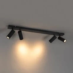 QAZQA Smarter Deckenstrahler schwarz 4-flammig verstellbar inkl. 4 Wifi GU10 50mm - Renna