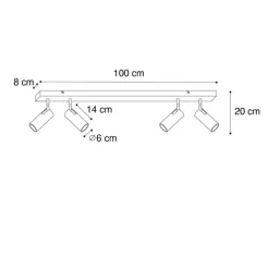 QAZQA Smarter Deckenstrahler schwarz 4-flammig verstellbar inkl. 4 Wifi GU10 50mm - Renna