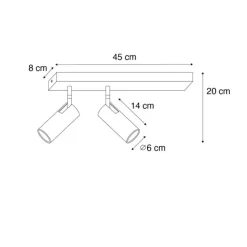 QAZQA Smarter Deckenstrahler schwarz 2-flammig verstellbar inkl. 2 Wifi GU10 50mm - Renna