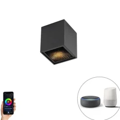 QAZQA Smarter Designspot schwarz inkl. WiFi GU10 - Qubo Honey
