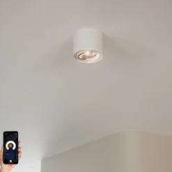 QAZQA Smarter, dreh- und neigbarer Aufbaustrahler weiß inkl. Wifi GU10 111mm - Impact