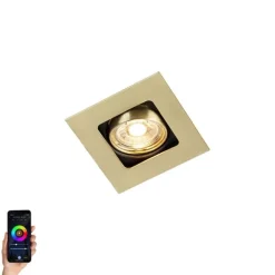 QAZQA Smarter Einbaustrahler Messing eckig inkl. WiFi GU10 - Artemis