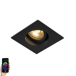 QAZQA Smarter Einbaustrahler schwarz quadratisch inkl. Wifi GU10 - Chuck