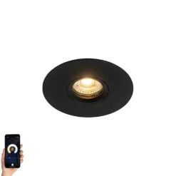 QAZQA Smarter Einbaustrahler schwarz inkl. Wifi GU10 50mm - Buco