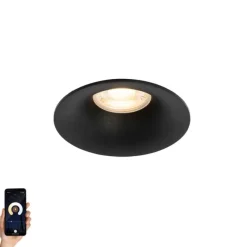 QAZQA Smarter Einbaustrahler schwarz inkl. Wifi GU10 50mm - Gijs