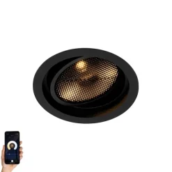 QAZQA Smarter Einbaustrahler schwarz verstellbar inkl. Wifi GU10 111mm - Coop 111 Honey