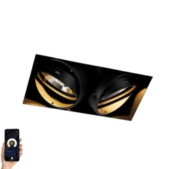 QAZQA Smarter Einbaustrahler Schwarz Trimless 2-Licht inkl. 2 Wifi GU10 111mm - Oneon