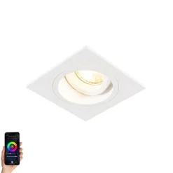 QAZQA Smarter Einbaustrahler weiss quadratisch inkl. WiFi GU10 - Chuck