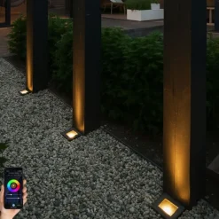 QAZQA Smarter Erdspießstrahler schwarz verstellbar IP65 inkl. Wifi GU10 50mm - Oneon