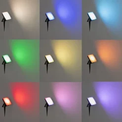 QAZQA Smarter Heizkörper schwarz 14,5 cm inkl. LED IP65 mit Erdungsstift - Ruud