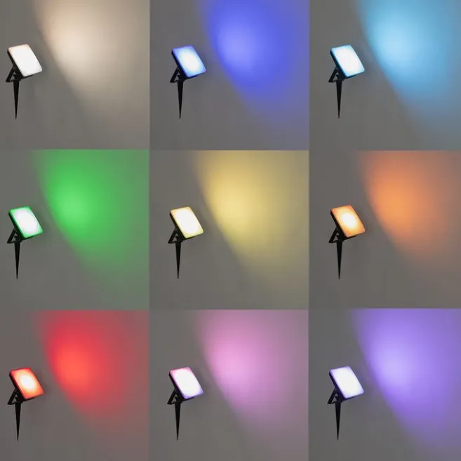 QAZQA Smarter Heizkörper schwarz 14,5 cm inkl. LED IP65 mit Erdungsstift - Ruud