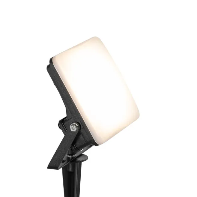 QAZQA Smarter Heizkörper schwarz 12,8 cm inkl. LED IP65 mit Erdungsstift - Ruud