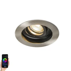 QAZQA Smarter moderner Einbaustrahler Stahl mit schwarz inkl. Wifi GU10 - Rondoo
