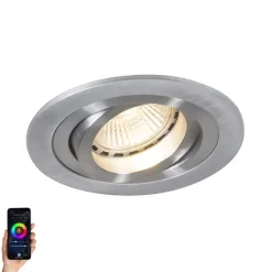 QAZQA Smarter moderner Einbaustrahler Stahl inkl. Wifi GU10 Lichtquelle - Rondoo