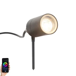 QAZQA Smarter moderner Spike-Spot anthrazit IP44 inkl. WiFi GU10 - Solo