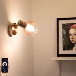 QAZQA Smarter Strahler Gold mit rosa Glas inkl. WiFi P45 - Vidro