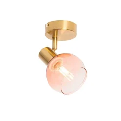 QAZQA Smarter Strahler Gold mit rosa Glas inkl. WiFi P45 - Vidro