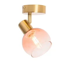 QAZQA Smarter Strahler Gold mit rosa Glas inkl. WiFi P45 - Vidro