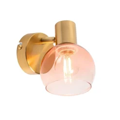 QAZQA Smarter Strahler Gold mit rosa Glas inkl. WiFi P45 - Vidro