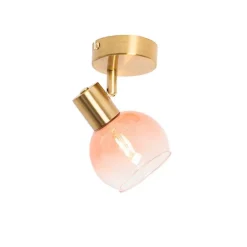 QAZQA Smarter Strahler Gold mit rosa Glas inkl. WiFi P45 - Vidro