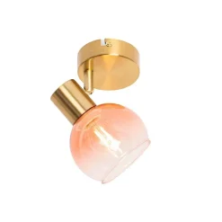 QAZQA Smarter Strahler Gold mit rosa Glas inkl. WiFi P45 - Vidro