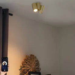 QAZQA Smarter Strahler Messing 2-flammig Verstellbar Inkl. 2 Wifi GU10 50mm - Michael