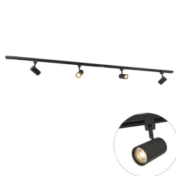 QAZQA Smartes 1-phasiges Schienensystem mit 4 WiFi GU10 Spots Schwarz - Iconic Jeana