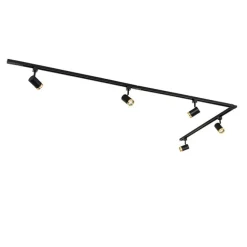 QAZQA Smartes Schienensystem mit 5 Strahlern Schwarz Gold 1-phasig inkl. 5 Wifi GU10 50mm - Iconic Jeana