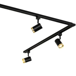 QAZQA Smartes Schienensystem mit 5 Strahlern Schwarz Gold 1-phasig inkl. 5 Wifi GU10 50mm - Iconic Jeana