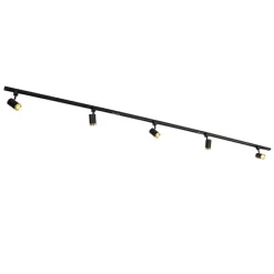 QAZQA Smartes Schienensystem mit 5 Strahlern Schwarz Gold 1-phasig inkl. 5 Wifi GU10 50mm - Iconic Jeana