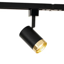 QAZQA Smartes Schienensystem mit 5 Strahlern Schwarz Gold 1-phasig inkl. 5 Wifi GU10 50mm - Iconic Jeana