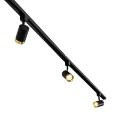 QAZQA Smartes Schienensystem mit 5 Strahlern Schwarz Gold 1-phasig inkl. 5 Wifi GU10 50mm - Iconic Jeana