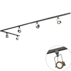 QAZQA Smartes Schienensystem schwarz 1-phasig inkl. 5 Wifi GU10 - Iconic Suplux