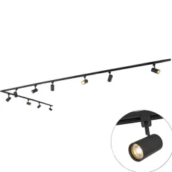 QAZQA Smartes Schienensystem schwarz 1-phasig 10-Licht inkl. WiFi GU10 - Iconic Jeana