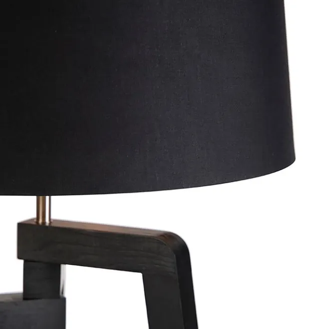 QAZQA Smartes Stehlampenstativ mit Schirm schwarz mit Gold 50 cm inkl. Wif A60 - Puros