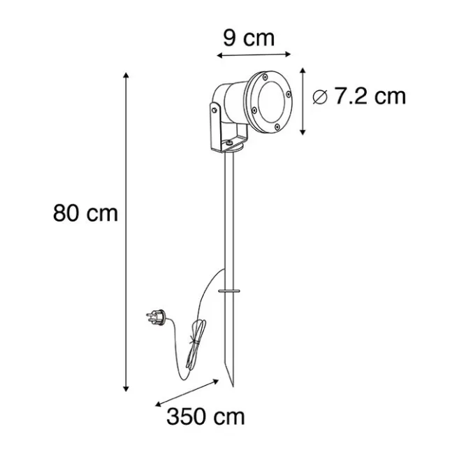 QAZQA Spike Spot schwarz 40 cm inkl. Kabel und Stecker IP44 - Basic